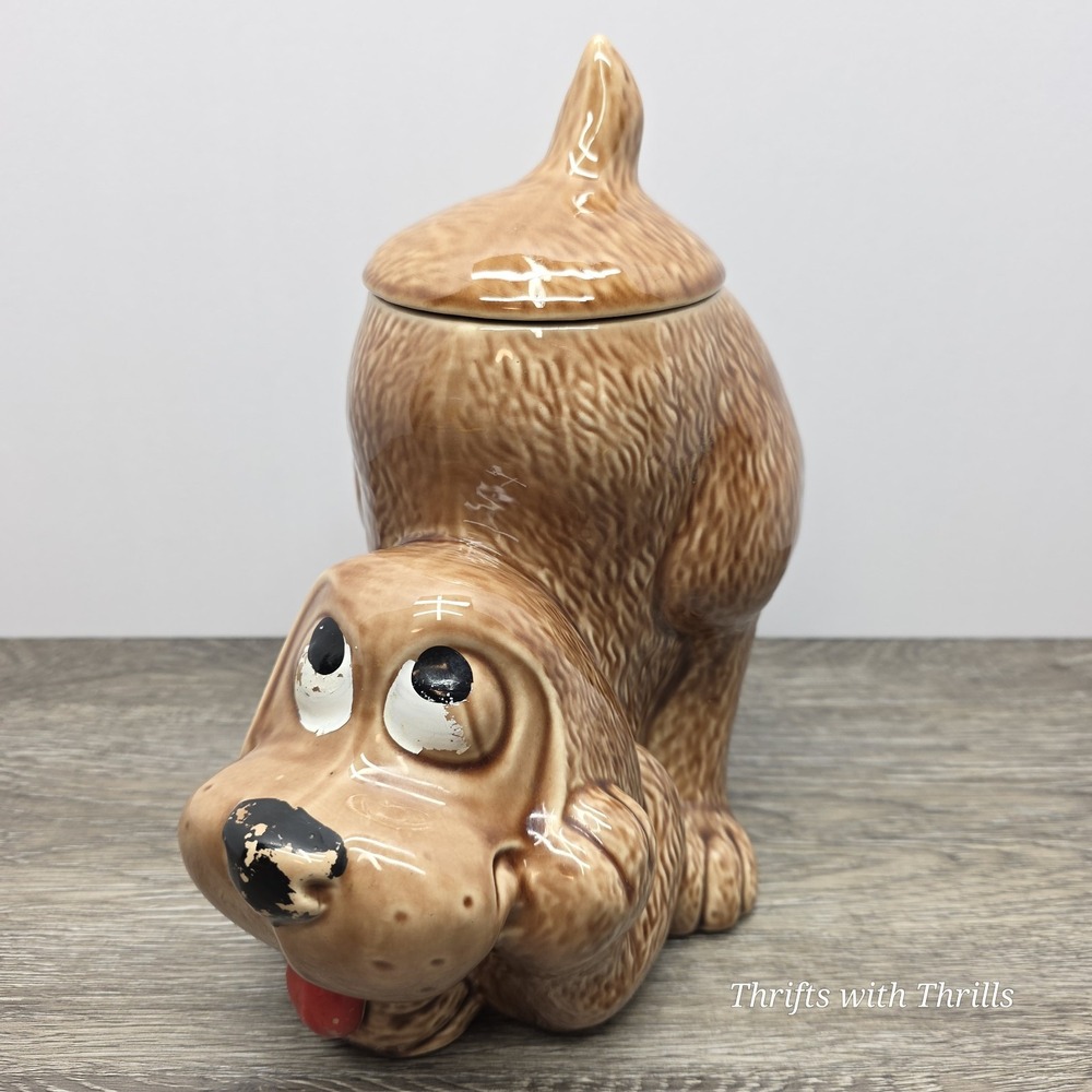 Vintage McCoy Brown Hound Dog Cookie Jar #0272 Canister